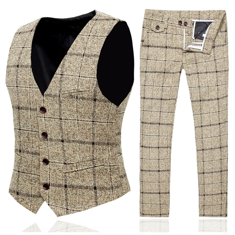 Spring and Autumn Men Suit Pant Vest Slim Design Business Mens Dress 2Piece Set Asia Size S M L XL XXL XXXL 4XL 5XL | Мужская одежда