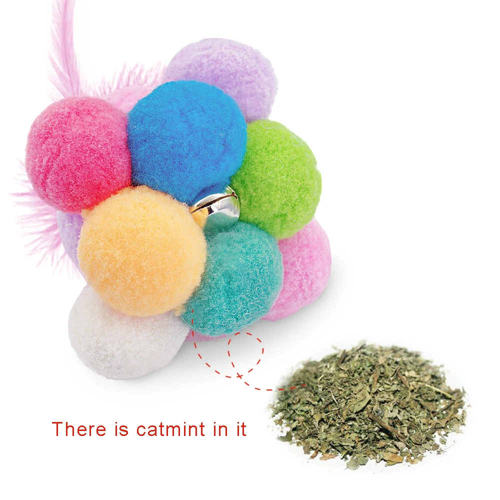 Кошка игрушка кошка мяч кошачий перо колокольчик для домашних животных 8 см/3