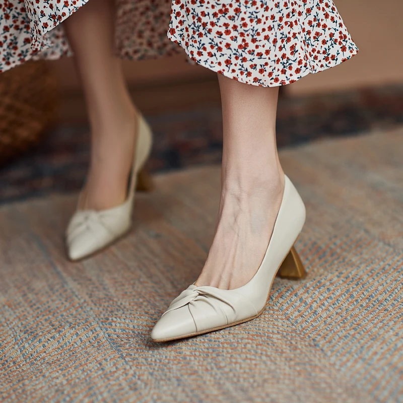 

Shallow Shoes Woman Heels 2021 New Fashion Genuine Leather High Heels Pumps Fashion Quality Wedding Party Shoes Heels for Women