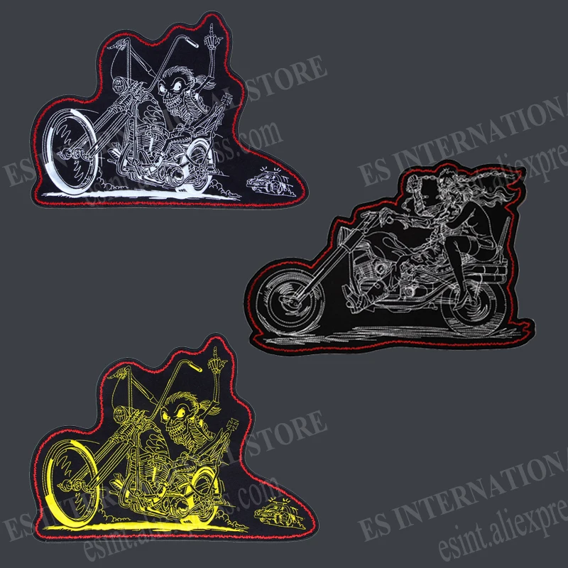 Огромная бездорожья череп 13 дюймов большие вышитые нашивки для куртки жилет езды