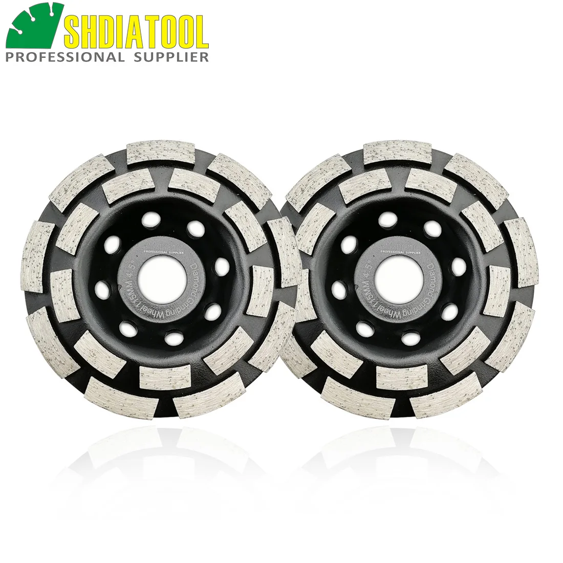 

SHDIATOOL 2pcs 4.5 inch Diamond Double Row Grinding Cup Wheel 115MM Grinding disc bore 20mm/16mm