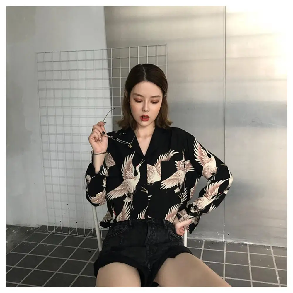 Vintage Printed Fashion Women Blouses 2020 Women Long Sleeve Shirts Print Chiffon Blouse women ladies Loose Femme Tops