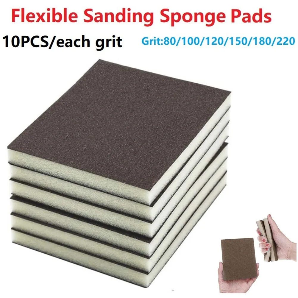 

10Pcs Wet/Dry Flexible Sanding Sponge Polishing Pads Re-use 80-220 Grit Wet/Dry Foam Sandpaper Polishing Block