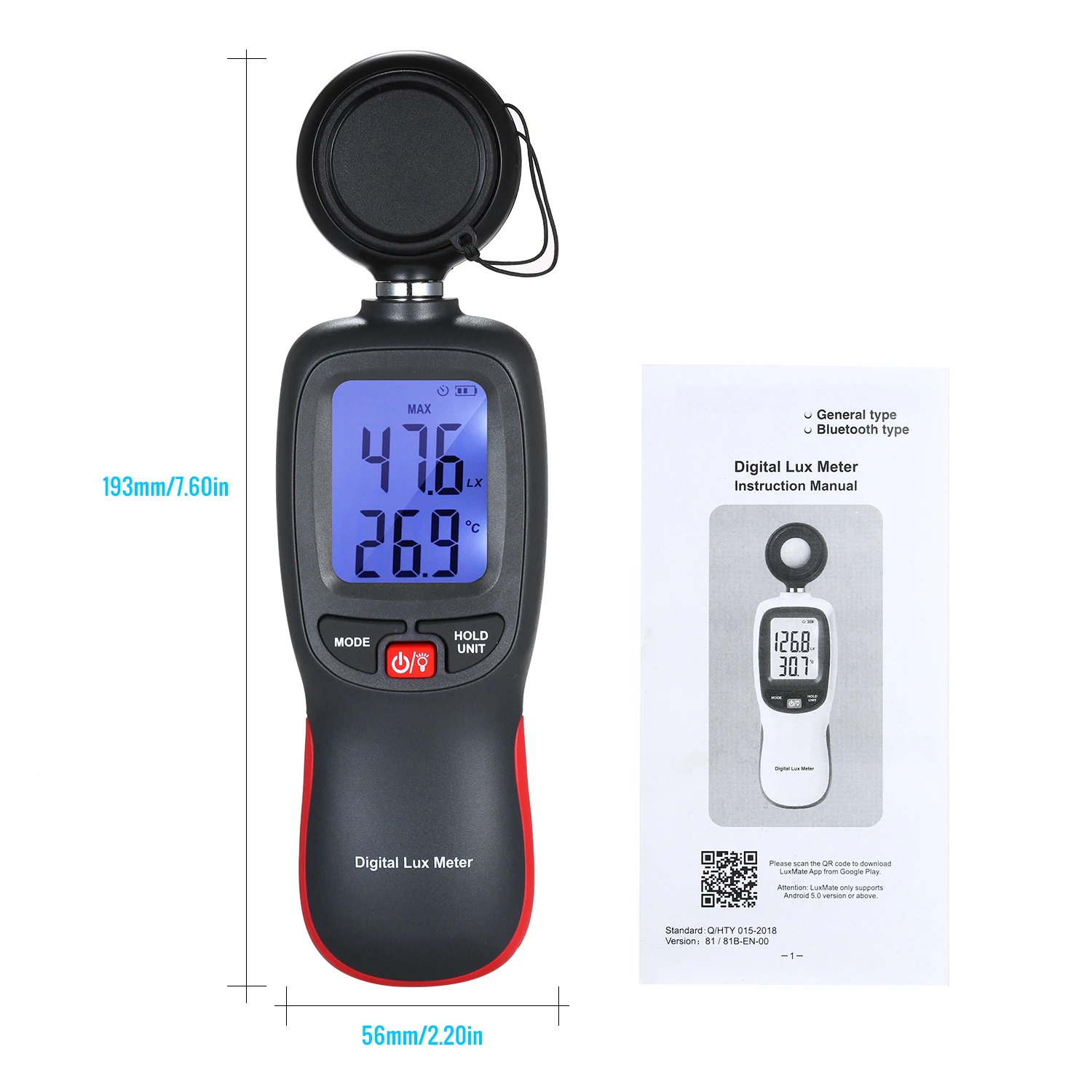 Digital Lux Meter LCD Display Handheld Illuminometer Mini Luminometer Photometer Luxmeter Light 0-200000 Data Hold | Инструменты