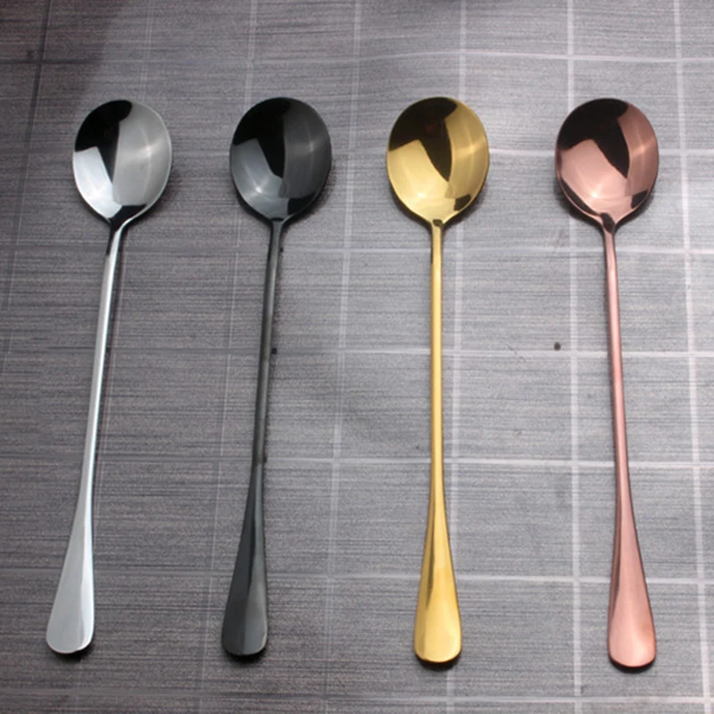 7 цветов ложка из нержавеющей стали с длинной ручкой кофейная красочные