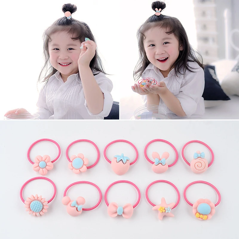 

30Pcs/Lot Cartoon Flowers Hair Bands Baby Girls Elastic Hair Bands Rubbers Hair Ring Kids Children Hair Rubbers Bands Wholesale