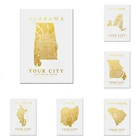 Американская Алабама, Калифорния, Миссури, Нью-Йорк, штат Вашингтон и декоративный плакат с картой вашего города, Карта города в скандинавском стиле