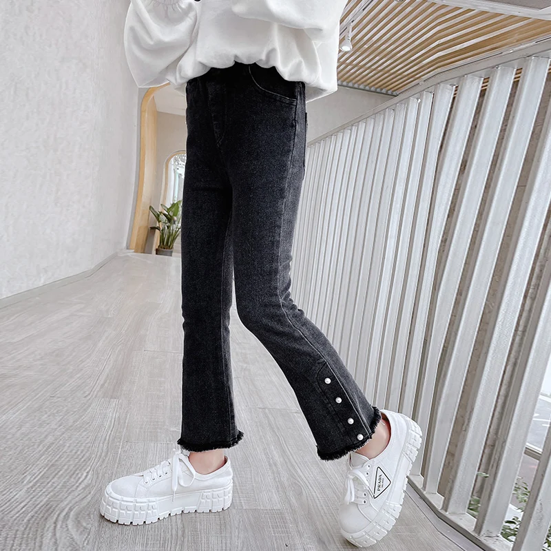 

Детские джинсы для маленьких девочек, новые весенне-осенние джинсовые брюки для подростков, детские брюки, одежда для подростков, модель 2021 ...