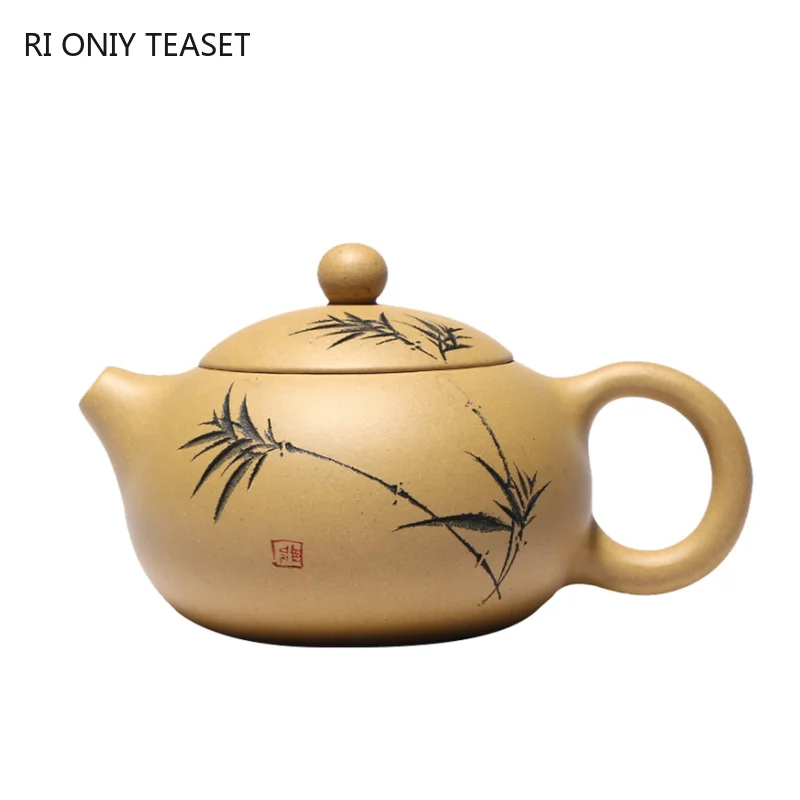 180ml Yixing Purple Clay Xishi Teapots Handmade Engraving Tea Pot Raw ore Section Mud Kettle Chinese Teaware Customized Gifts