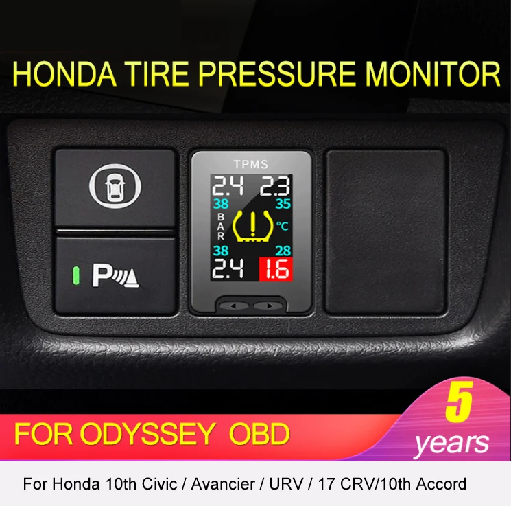 Автомобиль OBD TPMS lcd Система контроля давления в шинах в режиме реального времени для Honda Avancier URV CRV 10th Accord Civic