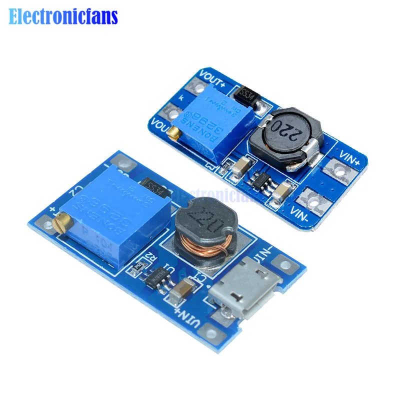 Повышающий блок питания постоянного тока MT3608, 5 шт., для замены XL6009 Micro USB 2A Boost, Регулируемый Модуль повышения мощности от 2 до 24 В до 28 в
