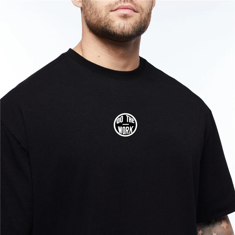 

Мужская одежда, удобные модные рубашки оверсайз с коротким рукавом, брендовые сетчатые повседневные трико для бодибилдинга и фитнеса, Спор...