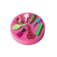 comb brush mirror girl makeup fondant chocolate silicone mold cake decoration diy baking tools candy pastry mould ice cube molds