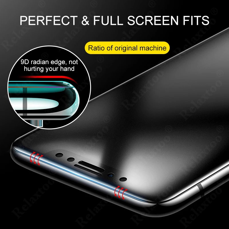 Защитное стекло 9D для iphone 11 pro max Xs Max Xr X 8 7 6 Plus матовое | Мобильные телефоны и