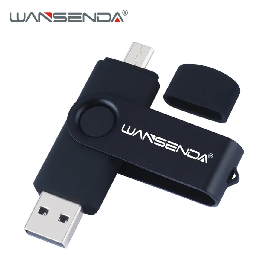WANSENDA высокоскоростной OTG USB флеш-накопитель металлический флеш-накопитель 16 ГБ 32 ГБ 64 ГБ 128 ГБ 256 ГБ флеш-накопитель внешний накопитель USB карта памяти - Цвет: Черный