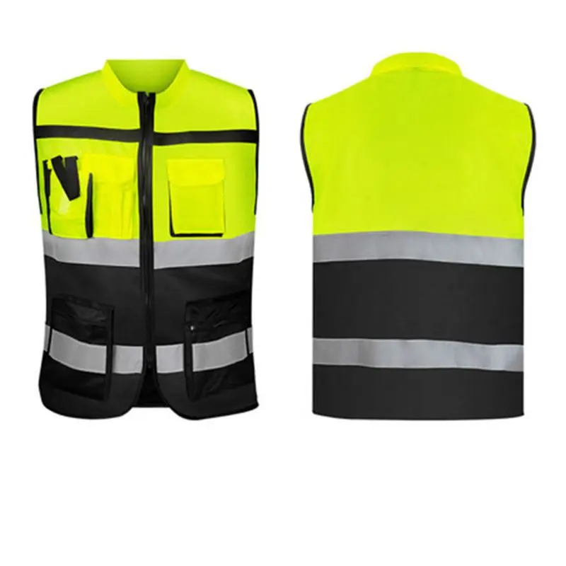 Множество карманов высокая видимость молния передний защитный жилет с