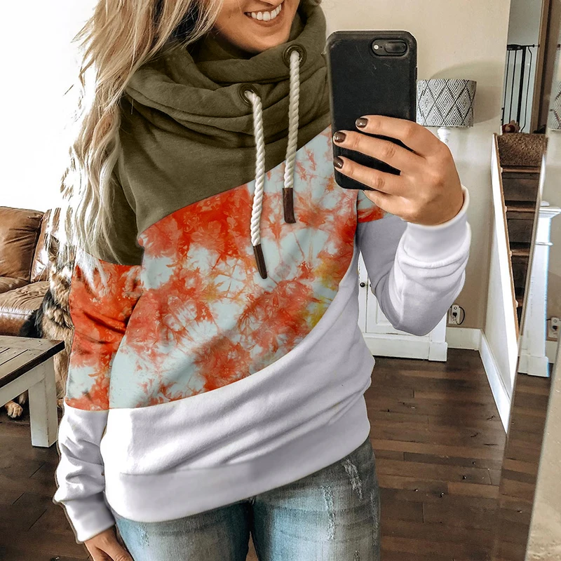 

New Hoodies Women 2021 Spring Fashion Long-Sleeved female Hoodie Sweatshirt Casual Patchwork Printed Pullover Women Tops