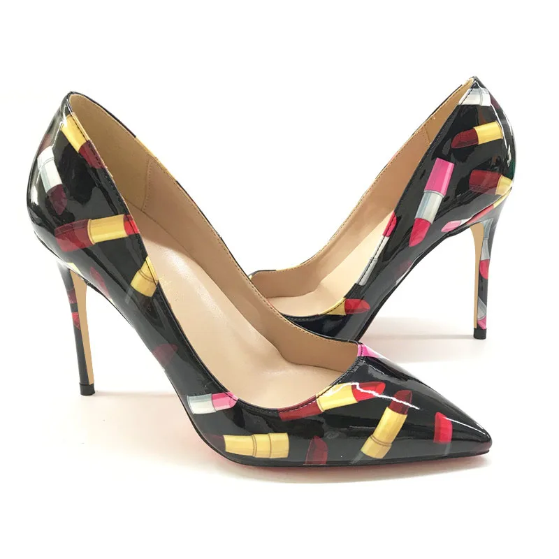 

Модный сексуальный женский сафлор 12 см с рисунком на высоких каблуках с острым носком, свадебная фотография, сафлор 10 см, 8 см, 44 см, 45