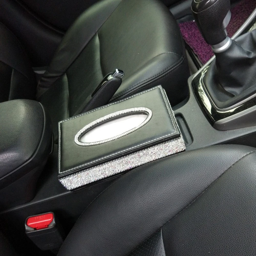 Отличный подарок черная кожаная автомобильная коробка для салфеток с