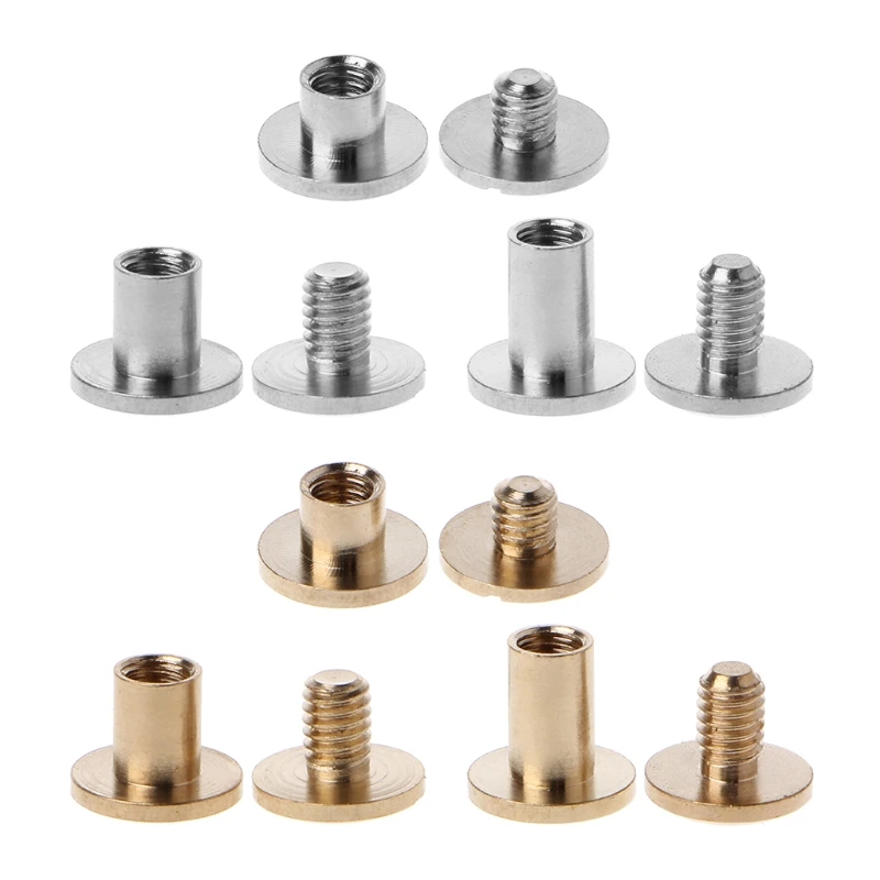 

10 Pairs Brass Chicago Screws Posts Belt Button For Leather Bookbinding Crafts Widely Applicable For Leather Handicrafts Decorat