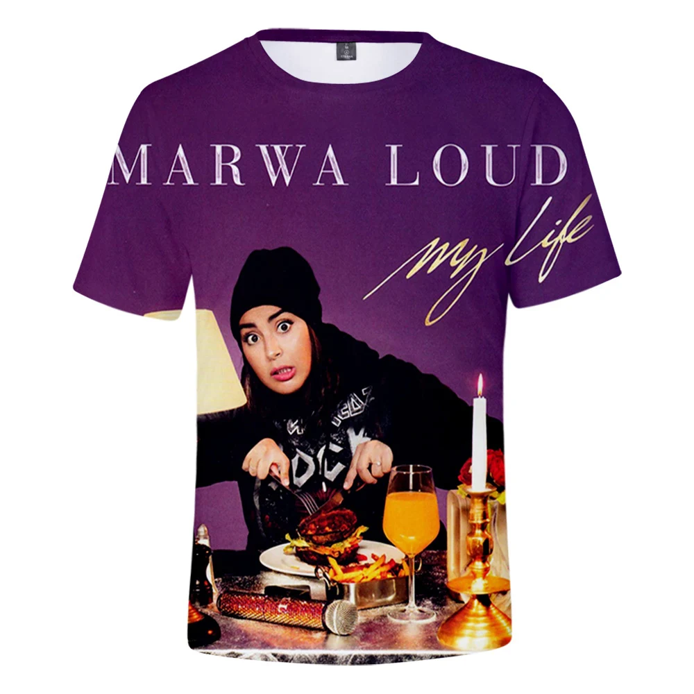 

Marwa Loud French pop singer 3D Adult Kids Fashion Streetwear T-shirt Round Collar Short Sleeve Polyester Tee