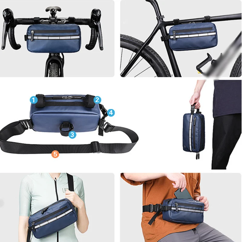 

Waterproof Bicycle Front Tube Handlebar Bike Bag 3L Big Capacity Portable Shoulder Bag Frame Pannier Outdoor Cycling Accessories