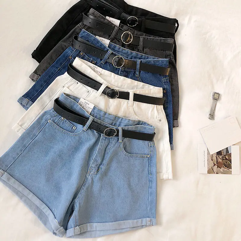 

Denim shorts women's summer 2021 new Korean loose student high waist slim curled a-word wide leg hot pants