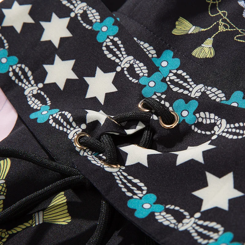 

DIDABOLE Summer New Women'S Party Casual Elegant Exquisite Diamond Midi Off Shoulder Short Sleeve Patchwork Print Black Dress