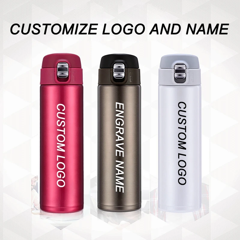 500 мл Термос для воды бутылка с отскоком 304 термос из нержавеющей стали логотипом