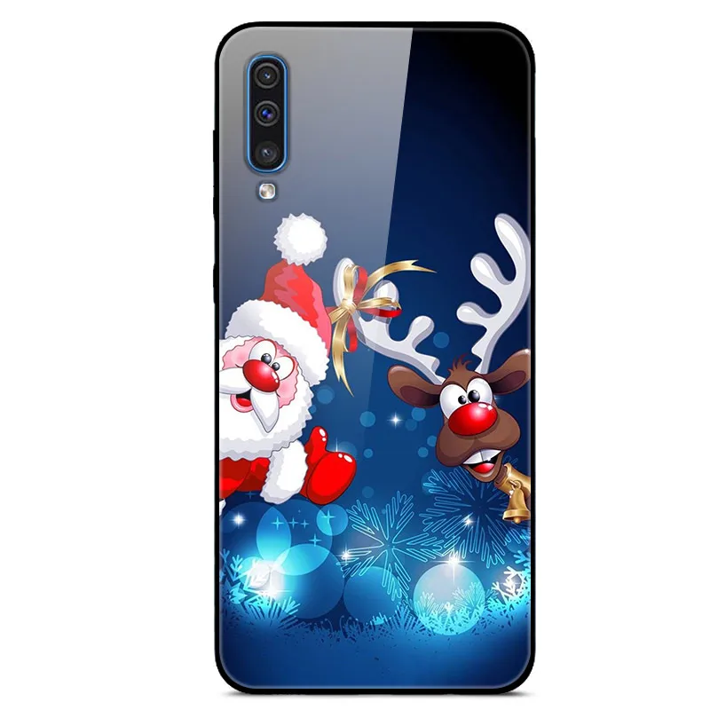 6," для samsung A50 чехол Роскошная стеклянная задняя крышка чехол для телефона для samsung Galaxy A50 A30s чехол A 50 мягкая рамка Рождество - Цвет: Picture 59