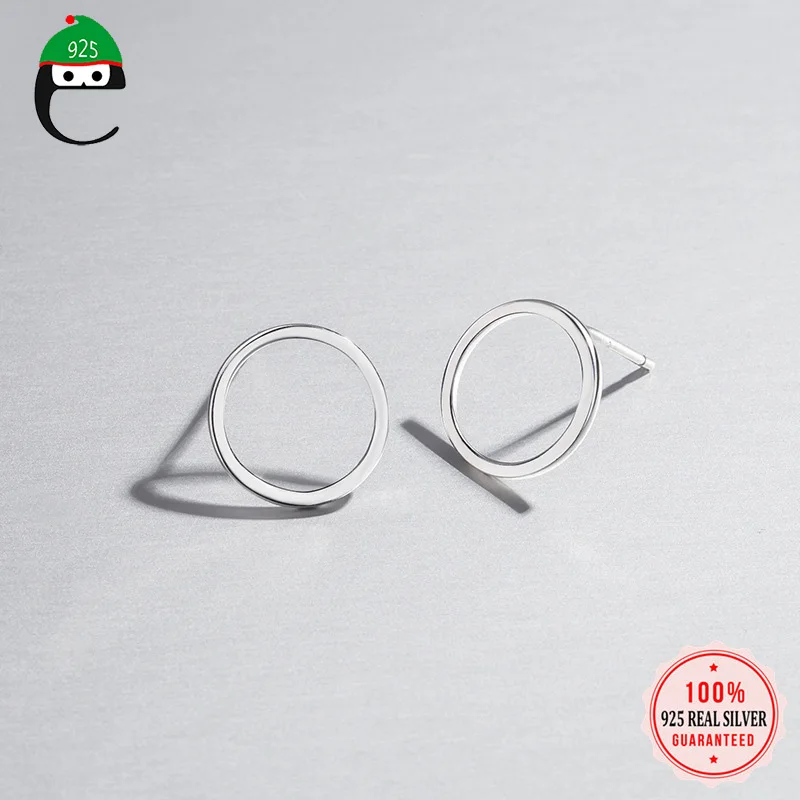 Круглые серьги 100% Стерлинговое Серебро 925 пробы гвоздики материал модные