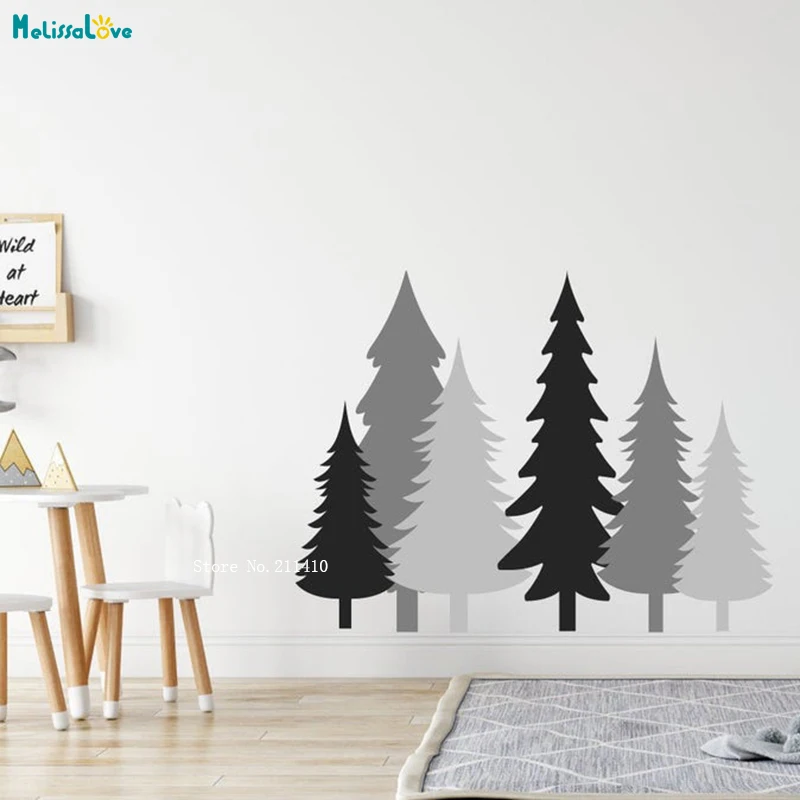 

Pine Tree Wall Stickers Set Three Colors Home Decor Kids Baby Room Playroom Nordic Style Nursery Vinyl DIY Decals YT3480