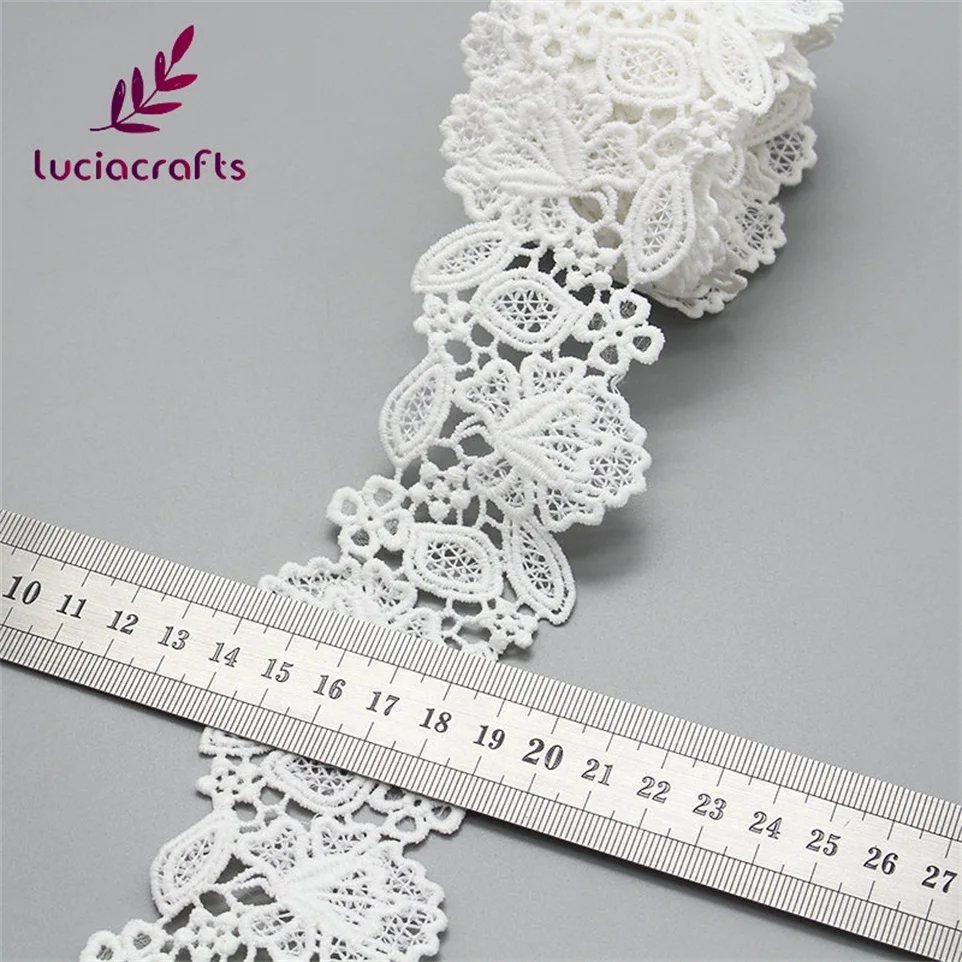 Lucia crafts 1 ярд/партия белая Цветочная кружевная вышитая лента Сделай Сам Свадебная