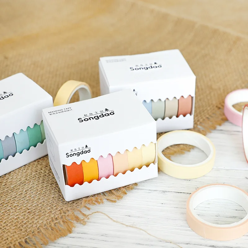 

6 Rolls/pack Lovely Color Washi Tapes Set Masking Tape Cute Scrapbooking Adhesive Tapes School Decorative Stationery Supplies