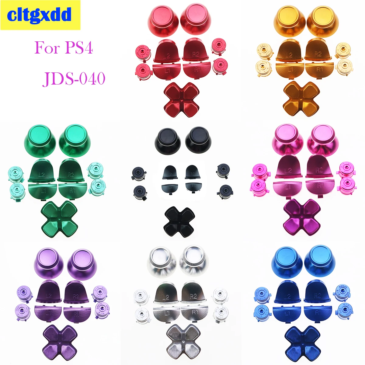 

cltgxdd Metal Bullet Buttons thumbstick cap L1 R1 L2 R2 Dpad Aluminum Buttons for PS4 Slim Pro Controller PS4 4 JDM040 JDS040