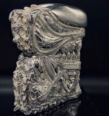 SRZ покрытием S925 серебро 355 г латунь H. R. Giger Alien ручной работы наружная коллекция стимпанк Зажигалка 7,2*5,4*2,2 см 2 цвета - Цвет: Plated S925 silver