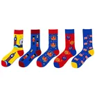 Носки мужские и женские хлопковые с геометрическим рисунком, уличная одежда в стиле хип-хоп для скейтборда, носки унисекс с акулами, растениями, животными