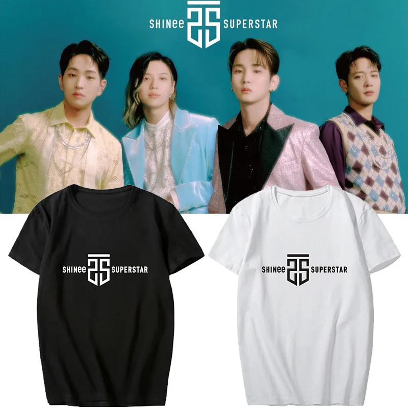 

KPOP SHINee мини-футболка с суперзвездочным альбомом, женские топы K-pop SHINee, футболка с коротким рукавом, летний топ, футболка, поклонники, коллекц...