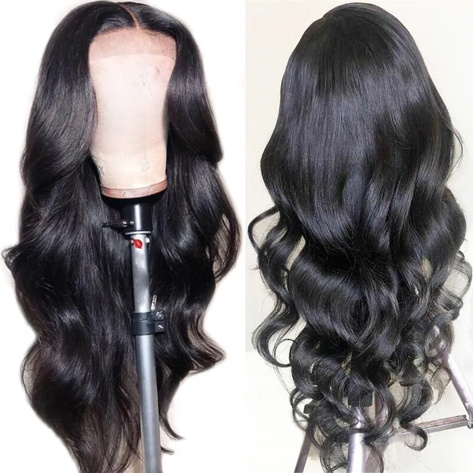 Парики из натуральных волос HairUgo парик с волнистыми волосами 4*4 парик из перуанских Реми кружевные парики предварительно выщипанные волосы для черных женщин
