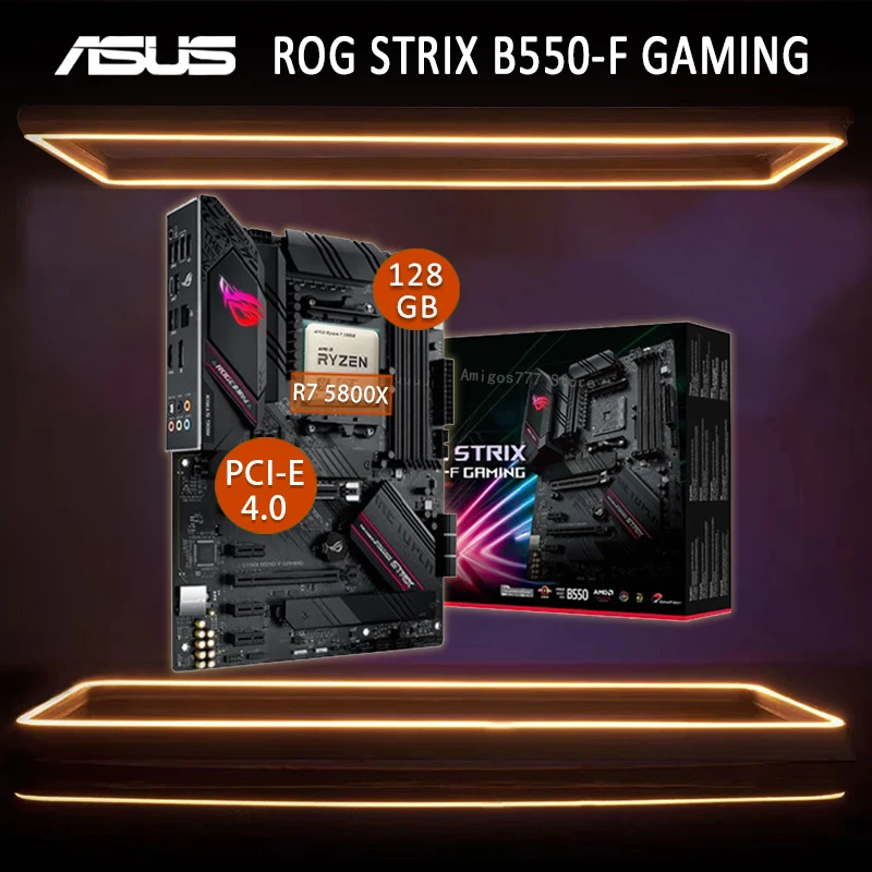 

Игровая материнская плата Asus ROG STRIX B550-F, с материнской платой AMD Ryzen 7 5800X, комбинированная Память DDR4, 128 ГБ, OC, AMD B550, Игровая плата