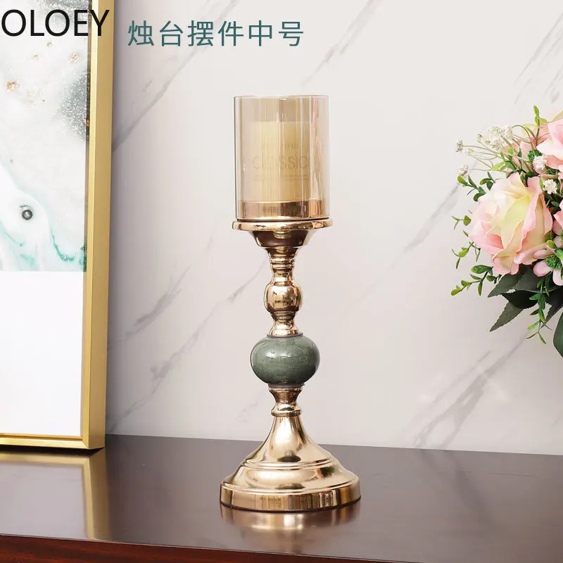 Скандинавский подсвечник и набор золотой романтический стеклянный