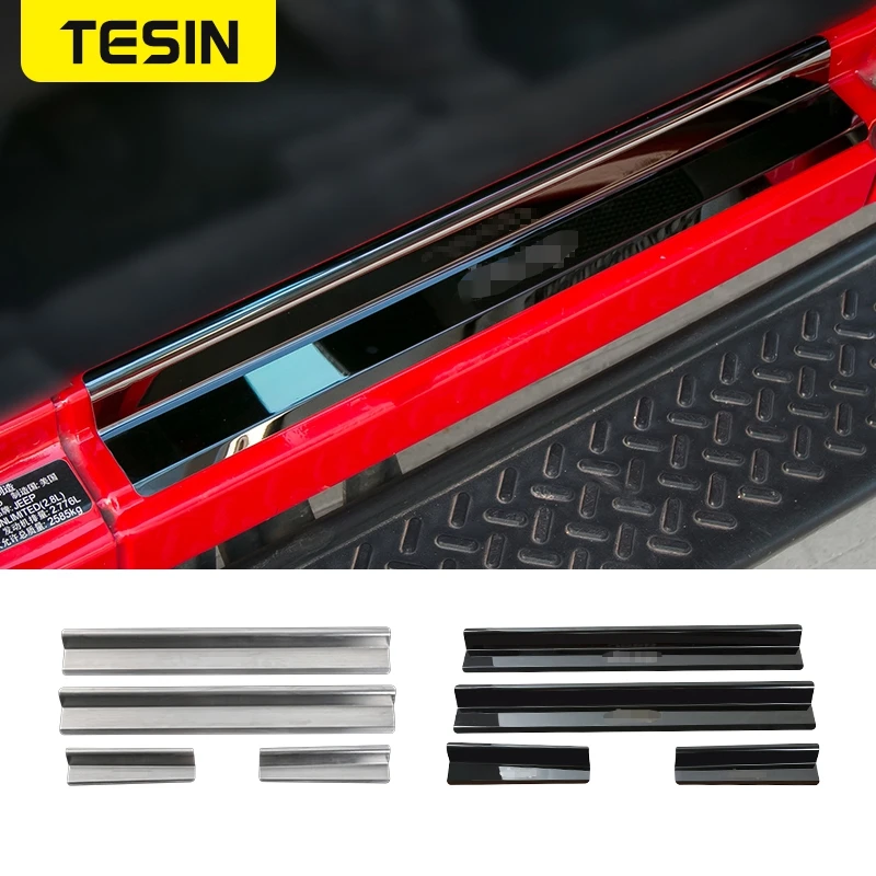 

TESIN Car Door Sill Scuff Plate For Jeep Wrangler JK 2007-2017 Protector Entry Guard Cover External Car Door Threshold Decor