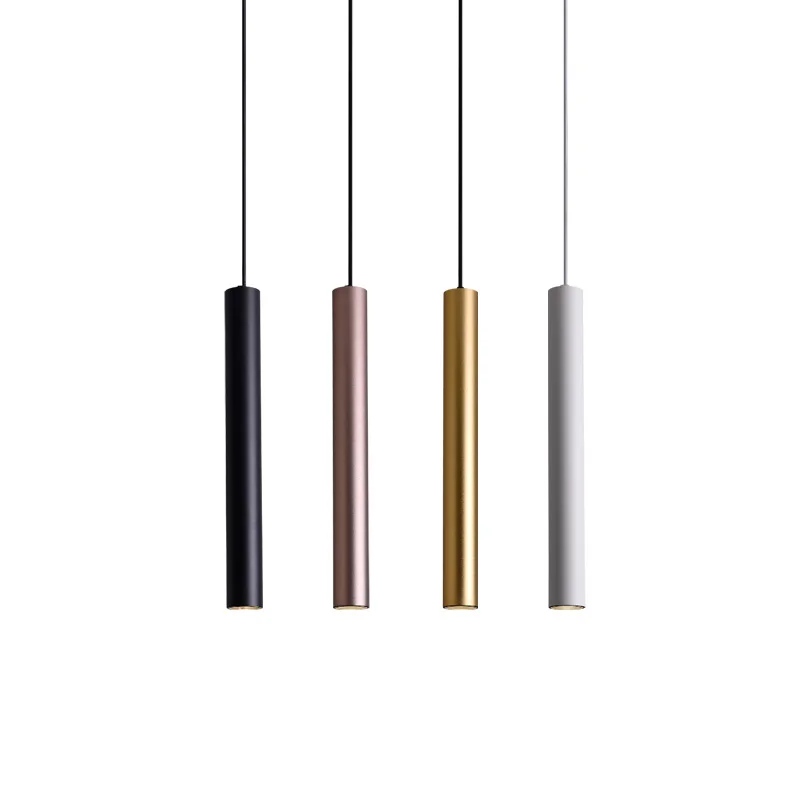 

Dimmable Nordic Long Tube Pendant Lights Hanging Kitchen Lamp White Black Gold Cord Adjustable Home Dining Room Bedside Lighting