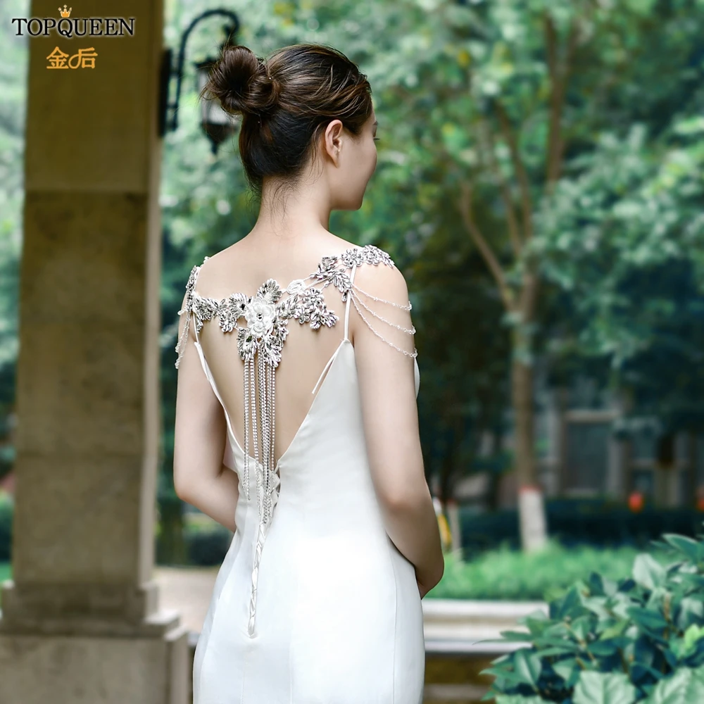 

TOPQUEEN G37 Bridal Capes for Wedding Dress Rhinestone Crystal Shawl Girl's Bolero Jacket for Party Dress Party Jacket for Women