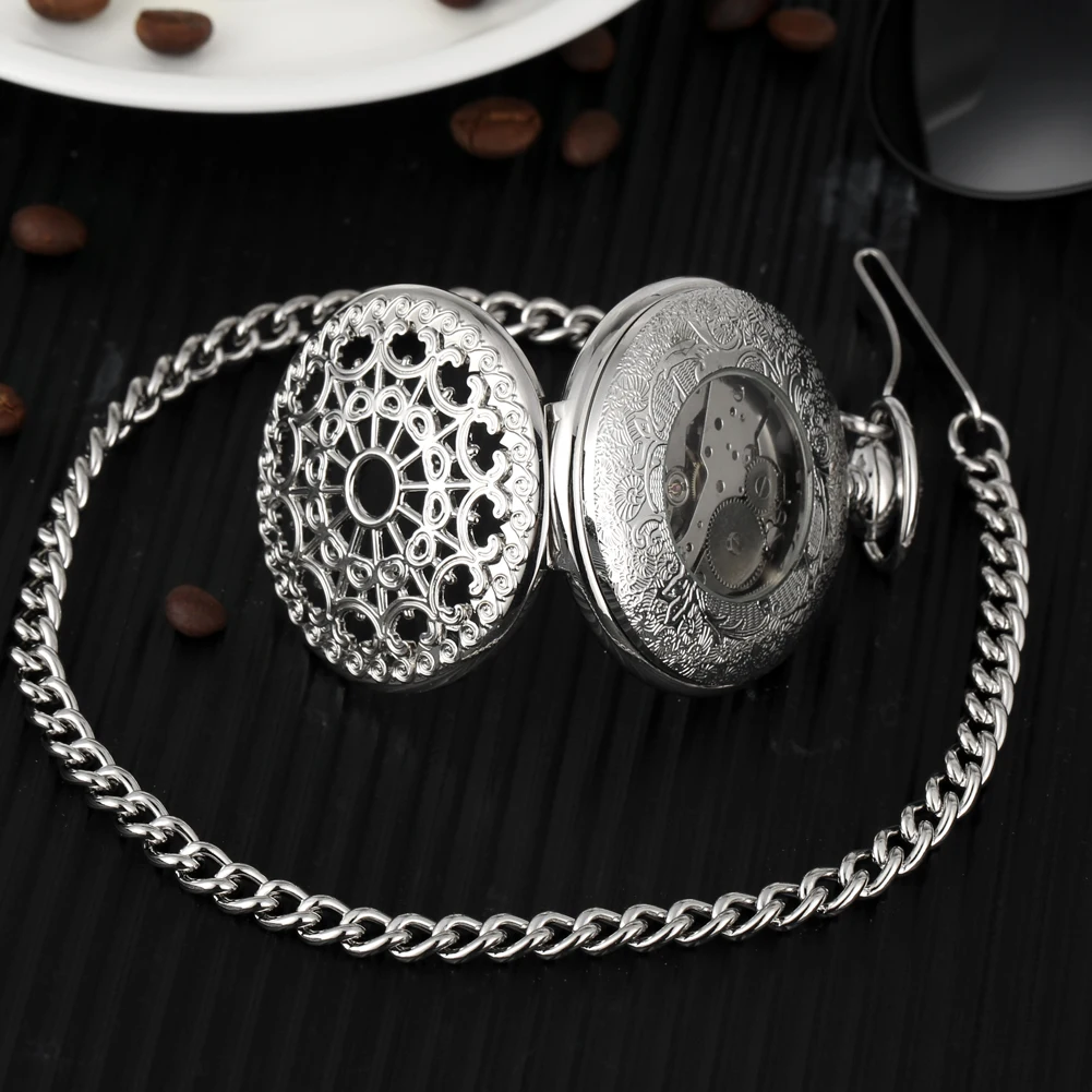 

Retro Hand-winding Mechanical Pocket Watch Men Women Hollow Mesh Design Pendant Watches Roman Numerals Steampunk Unisex Gifts