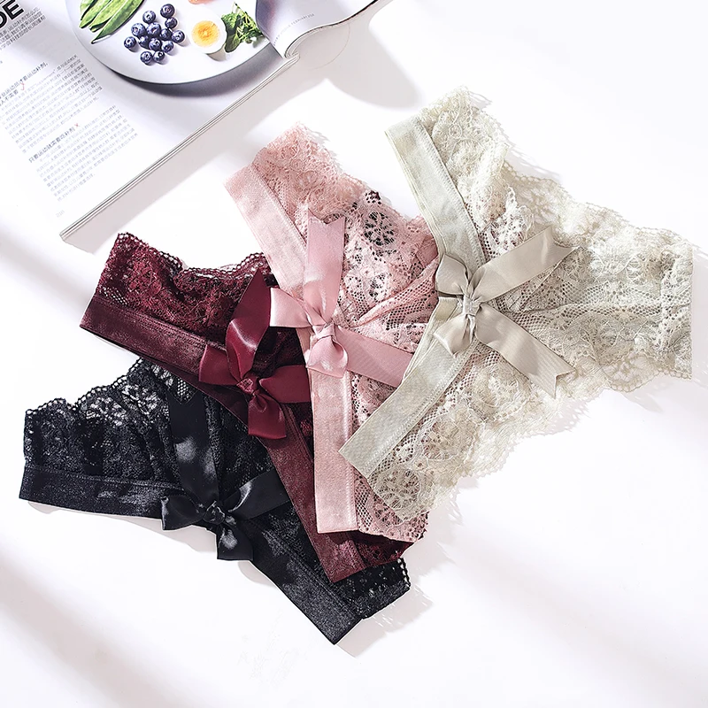 

3 Pcs Panties Underwear Woman Lace Thong G String Sexy Briefs Lingerie Woman Thong T-back Lace Female Low Waist Women's Panties