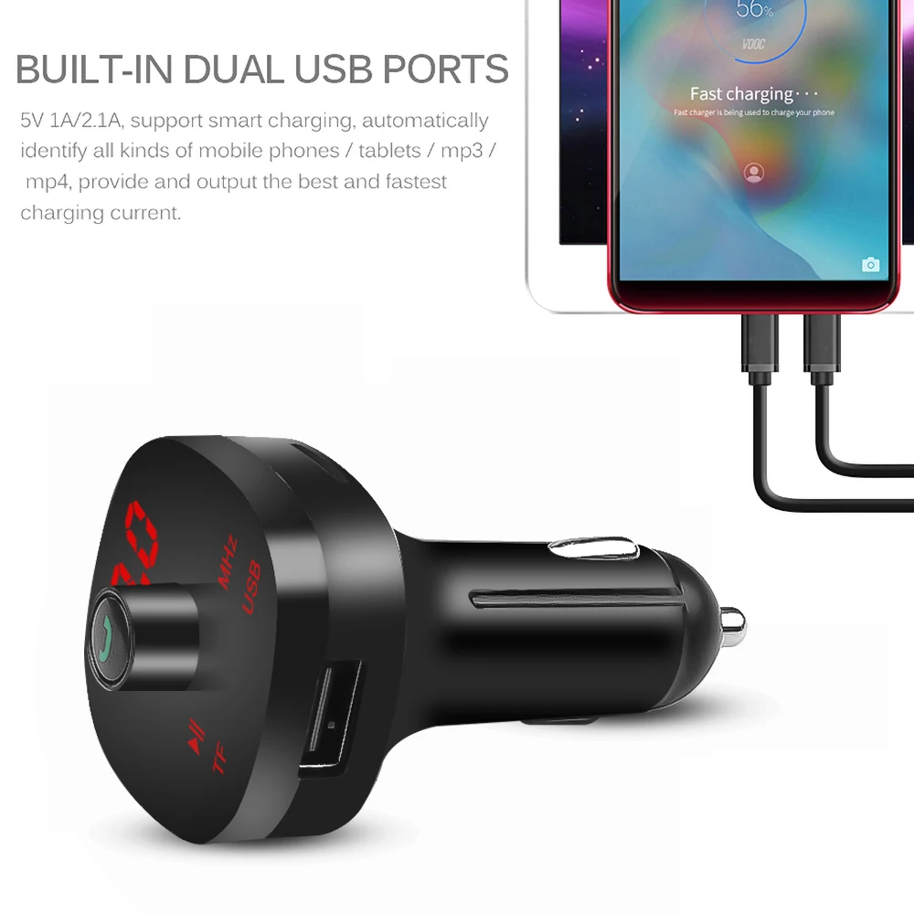 Автомобильный комплект kebidumei беспроводной Bluetooth FM-передатчик светодиодный