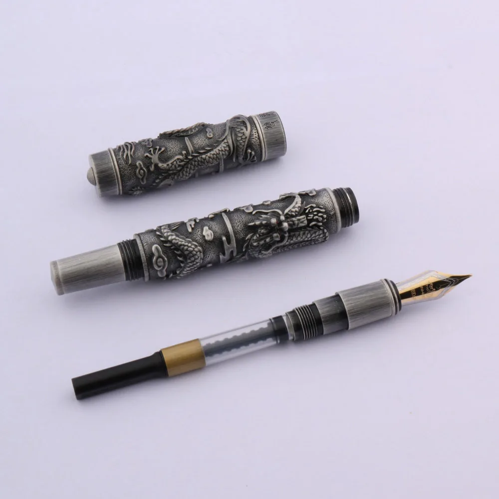 Роскошная Высококачественная перьевая ручка JINHAO Gun серая рельефная длинная