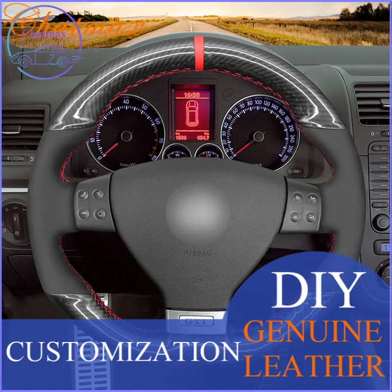 

Для Volkswagen VW Golf GTI 5 V Гольф R32 Scirocco Tiguan Настройка ручная швейная чехол рулевого колеса автомобиля из углеродного волокна