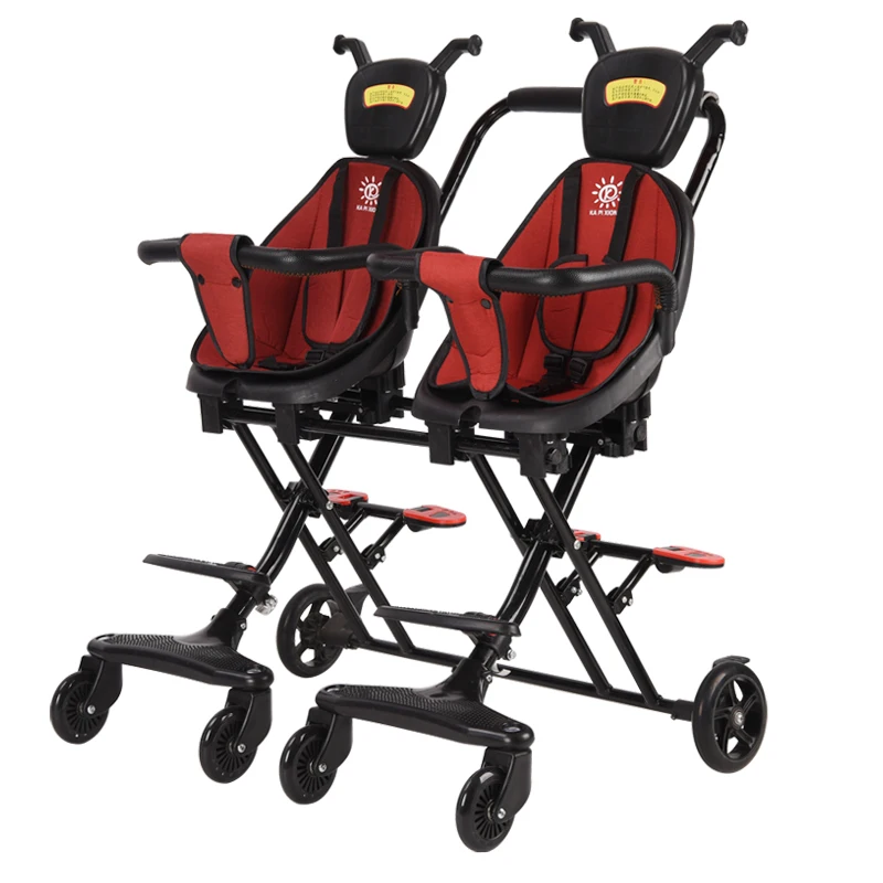 Two-way twins walking baby artifact children's foldable lightweight baby baby second child with baby walking baby trolley